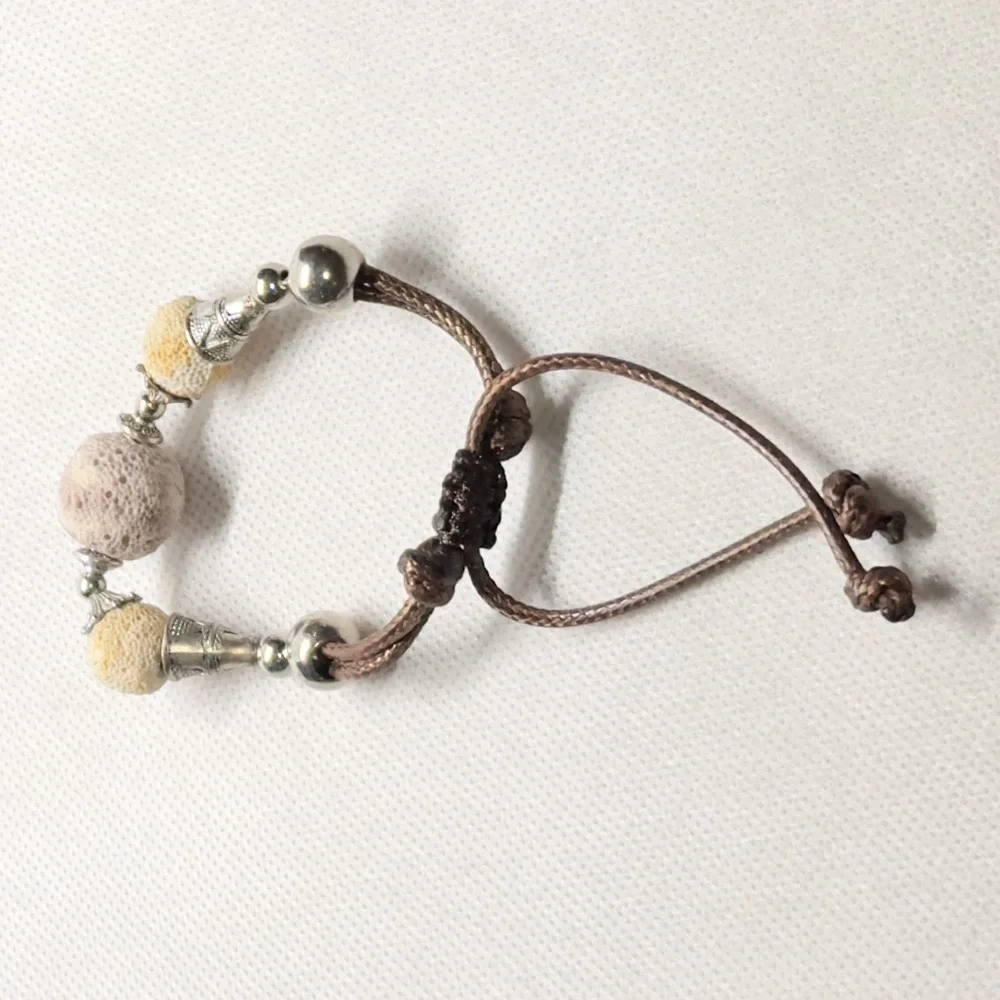UNBRANDED Pastel Lava BEAD Essential Oil BRACELET With ADJUSTABLE Cord